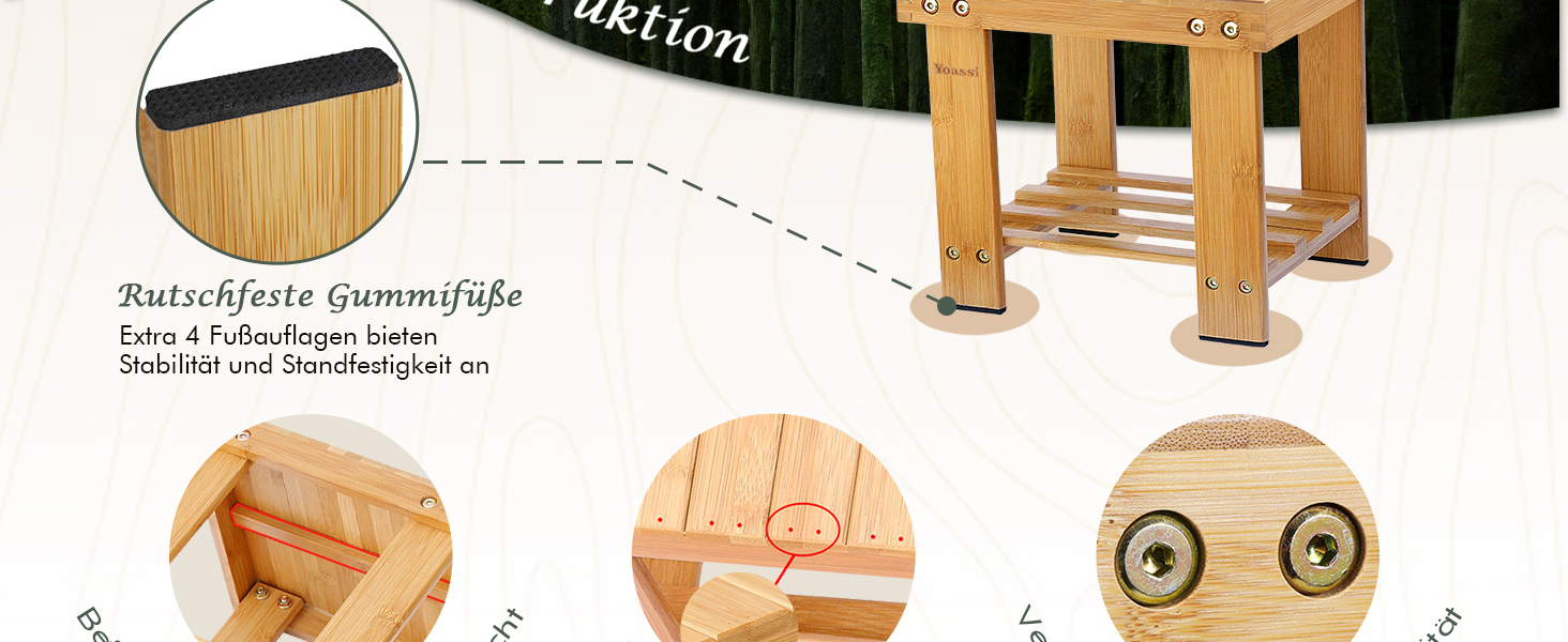Вінтажний бамбуковий пуф-табурет - 27x23x25 см. Міцний, антиковзний, для дітей, як журнальний столик, підставка для квітів