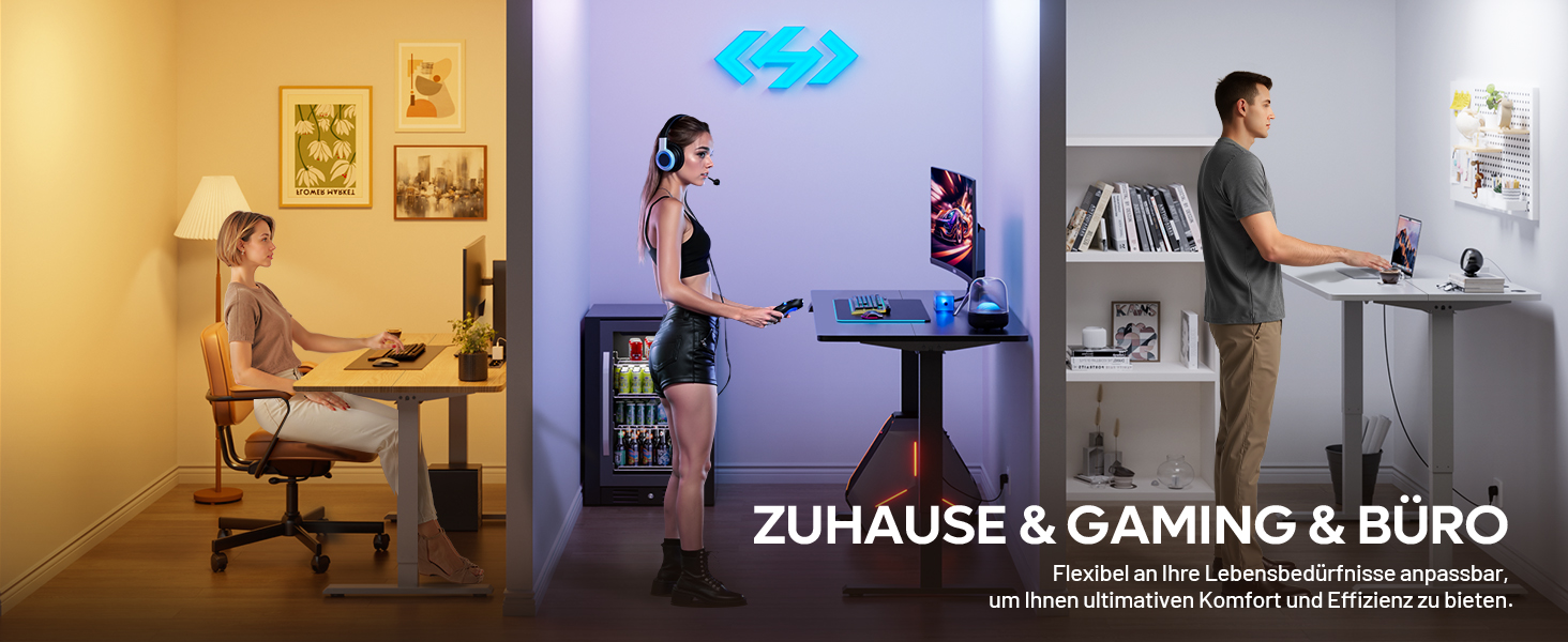 Регульований стіл з USB-зарядкою та розеткою, 100 × 60 см. Електричний стіл, регульований комп'ютерний стіл з 3-функціональною пам'яттю, білий. 100 x 60 см