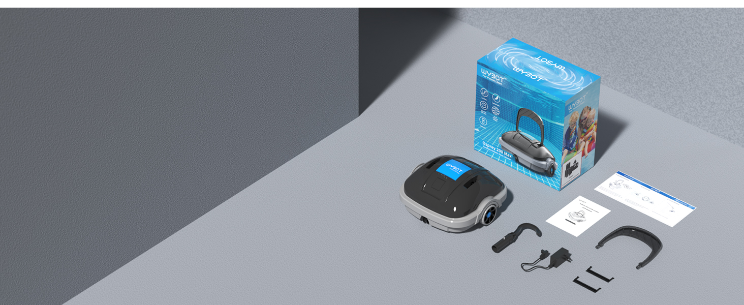 Робот для басейну акумуляторний бездротовий, Poolsauger Roboter з подвійним двигуном, автоматичне паркування, для плоских басейнів до 80 м², 100 хв роботи, подвійна фільтрація, темно-сірий