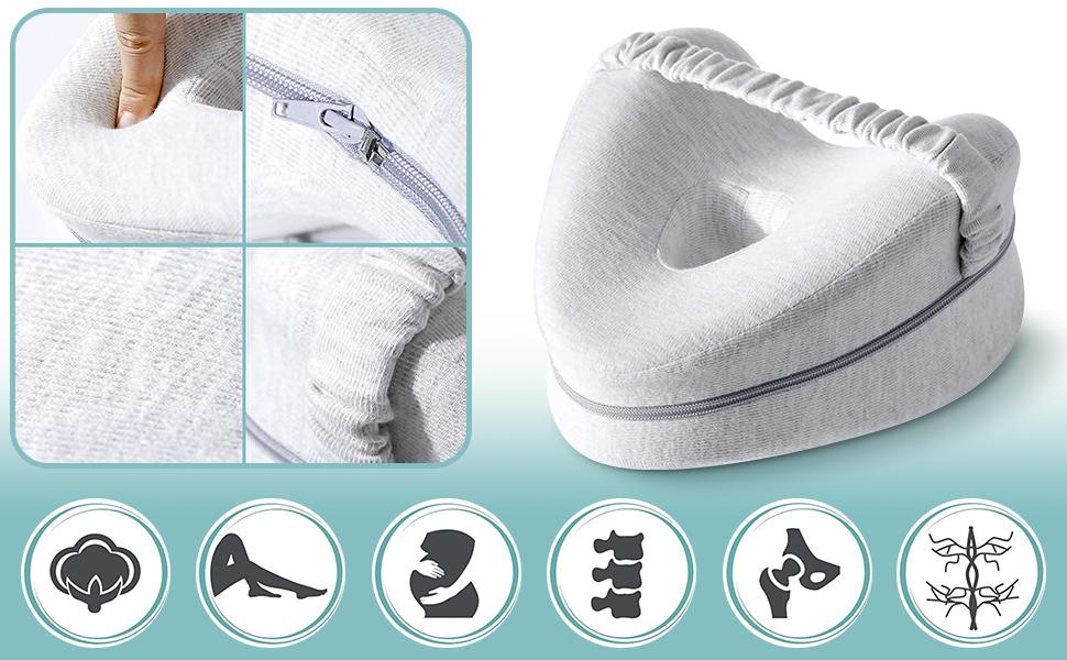 Ергономічна подушка між ніг для сну на боці CREATESTAR з ефектом пам'яті (Memory Foam), сіра, знімний чохол