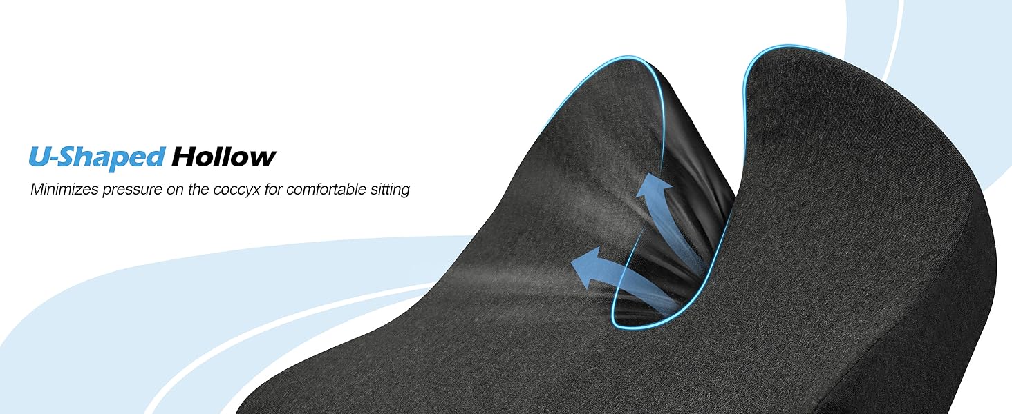 Подушка для офісного крісла Lofty Aim з піни Memory Foam: ортопедична, для попереку, від болю в сідницях, для офісу, авто, літака, інвалідного візка – чорний та темно-сірий