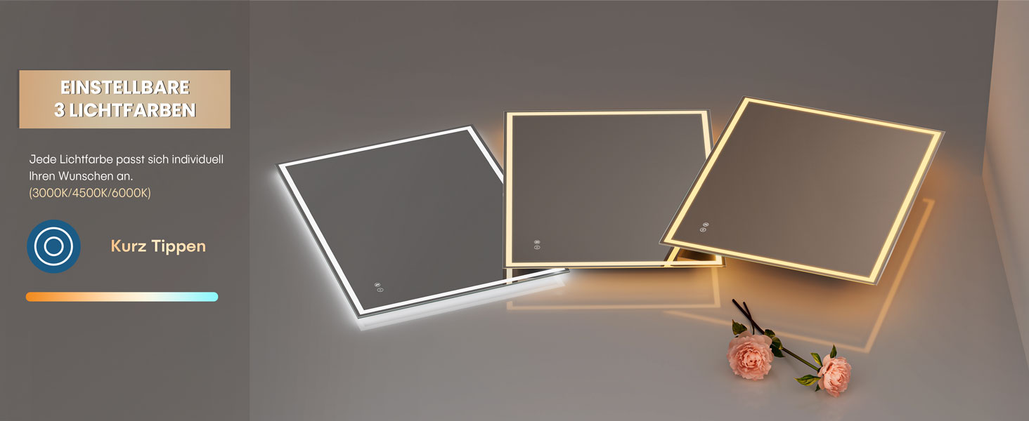 Дзеркало для ванної кімнати Dripex з LED-підсвічуванням 50x70 см (60x80 см) з Bluetooth, розеткою та протитуманним покриттям