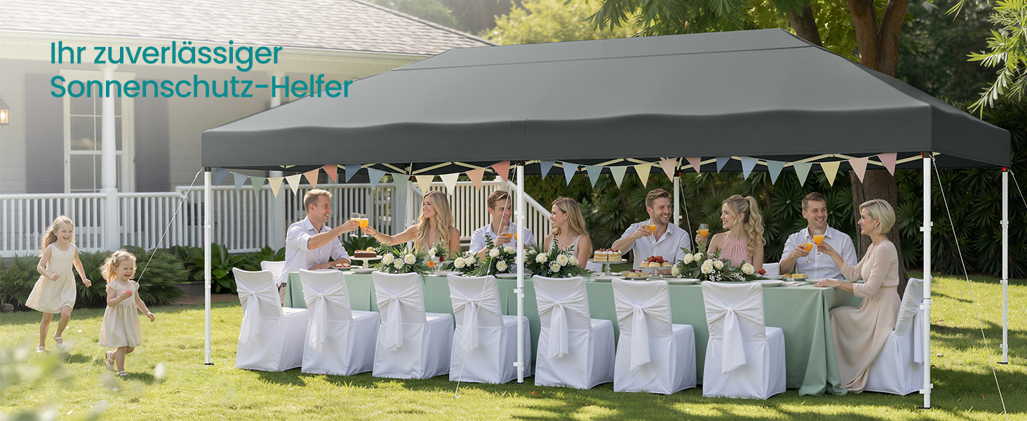 Павільйон SONGMICS 3x3 м, садовий, для відпочинку та заходів, сірий, з 6 боковинами