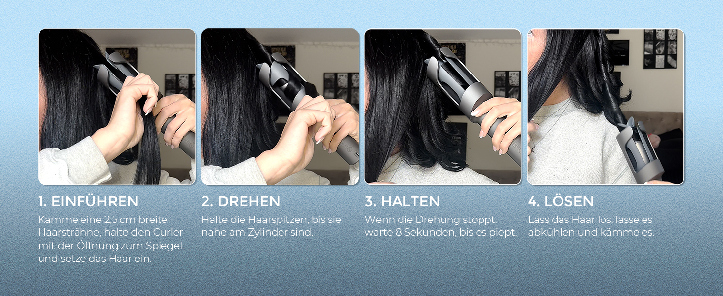 Автоматичний локон-стайлер TYMO CURLPRO: 25 мм, захист від перегріву, 3 температурні режими (160-210°C), для великих та маленьких локонів, металевий сірий