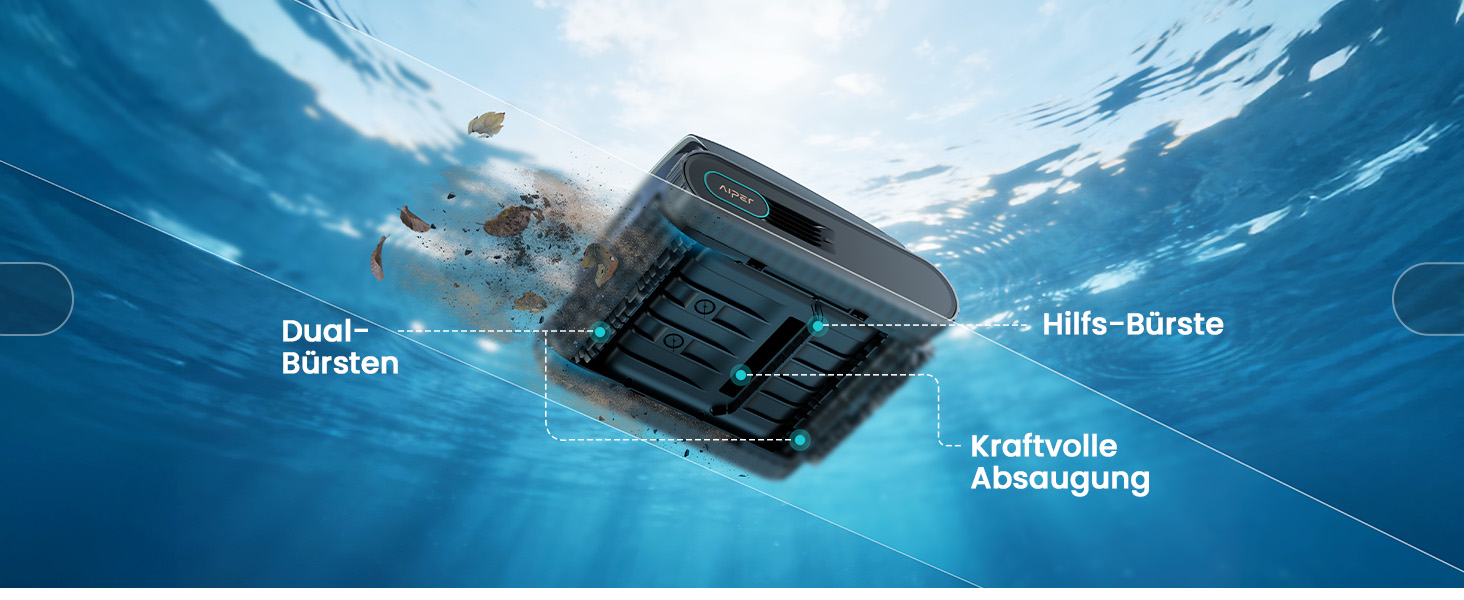 Робот-пилосос для басейну Aiper Scuba V3 з акумулятором, для стін та дна, з інтелектуальним баченням, фільтром 3 мкм, для басейнів до 200 м² сірий