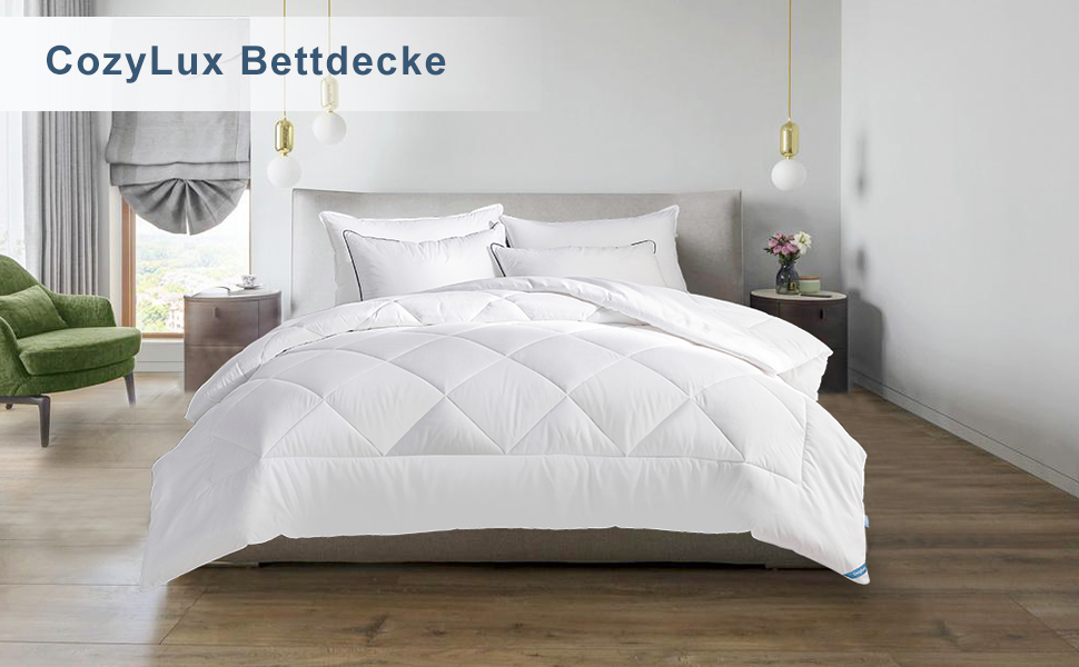 Ковдра CozyLux 200x200 см для всіх сезонів, ковдра з мікрофібри 300gsm, біла, дихаюча, 200x200 см