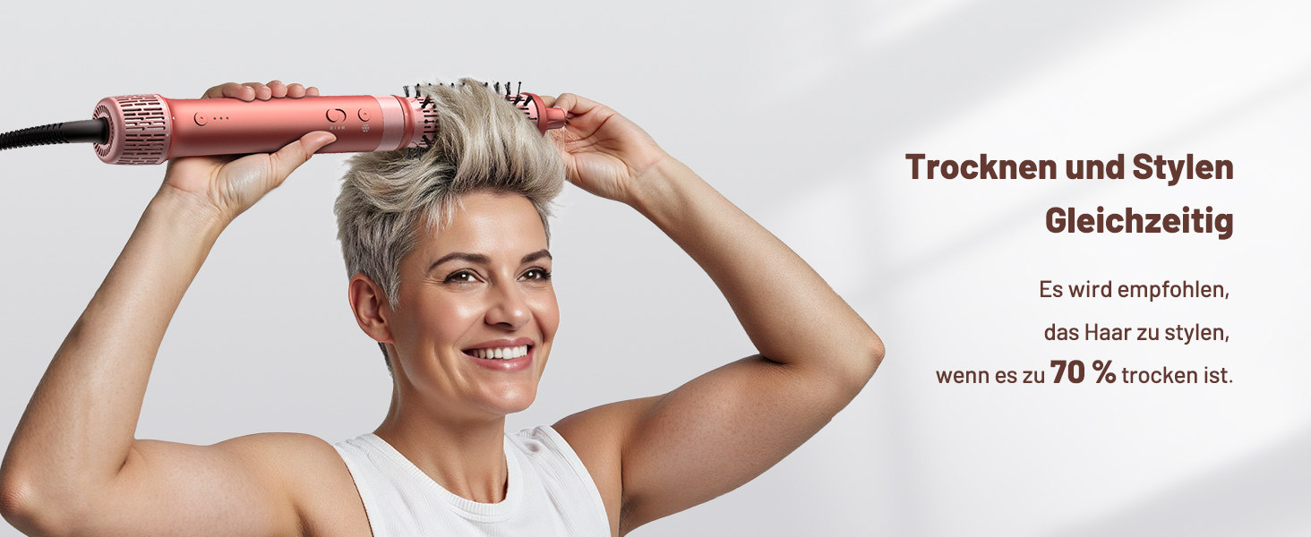 HITTIONA 5-в-1 Airstyler + Фен-щітка для волосся з іонізацією 110 000 об/хв, Автоматичний локон, Без термопошкоджень, Швидке сушіння та об'єм, Професійний стайлер для всіх типів волосся + Чохол для подорожей, Колір: Вишнево-червоний