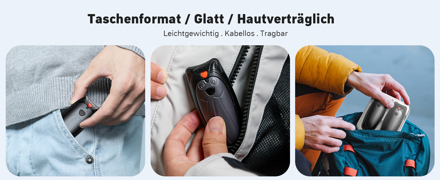 Електричні грілки для рук Zgrmbo 2 шт. з зарядним кейсом 10000 mAh (до 90 годин роботи), багаторазові, чорні