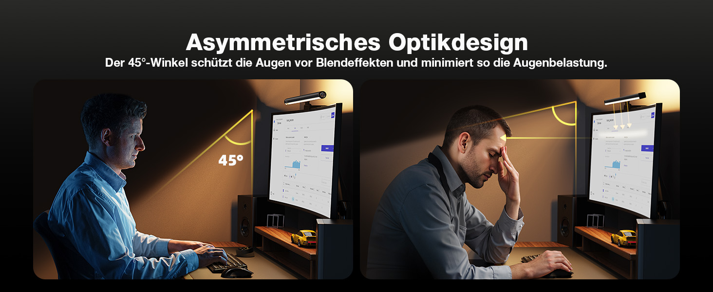 Світлодіодна лампа-панель Douxlife для монітора з підсвічуванням, USB офісна лампа з сенсорним керуванням та пультом, 42 см, регульована яскравість/колірна температура, Screenbar для ПК, чорний