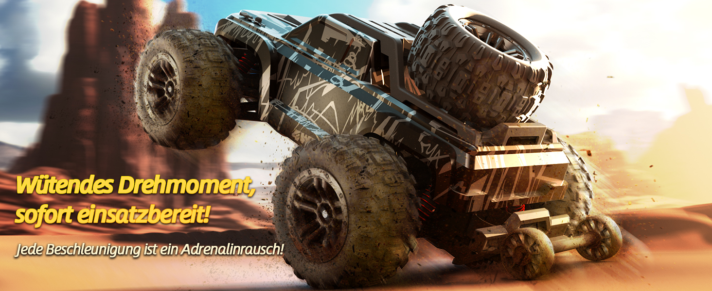 Радіокерований позашляховик Monster Truck 1:16 4WD 40 км/год, водонепроникний, з двома акумуляторами, чорний