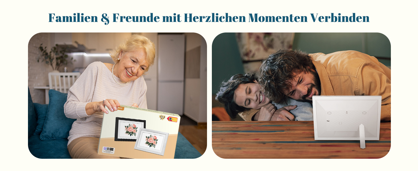 Цифровий фоторамка Eptusmey 10.1 дюймів з Wi-Fi, дуб, 32GB, IPS Touchscreen, відтворення фото/відео через Uhale APP, подарунок для чоловіків та жінок, білий