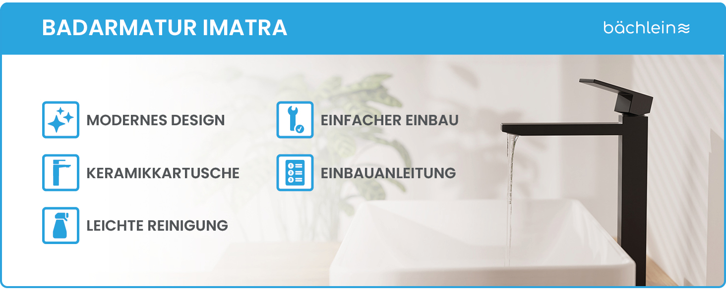 Змішувач для ванної кімнати Bächlein Imatra чорного матового кольору, однорідний, сучасний дизайн