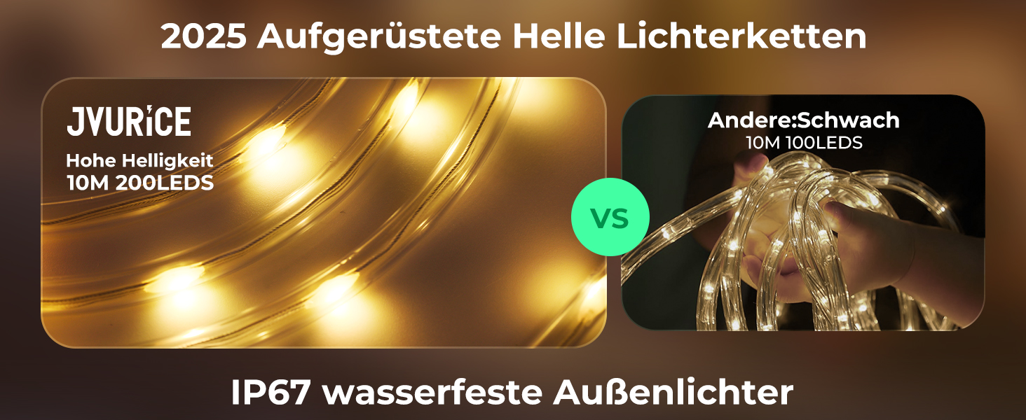 LED гірлянда для декорування приміщень та вулиці: 24 лампочки, 12м, RGB, тепле світло, 8 режимів, таймер, димування. Підходить для вечірки, саду, балкону, тераси, весілля, Різдва.