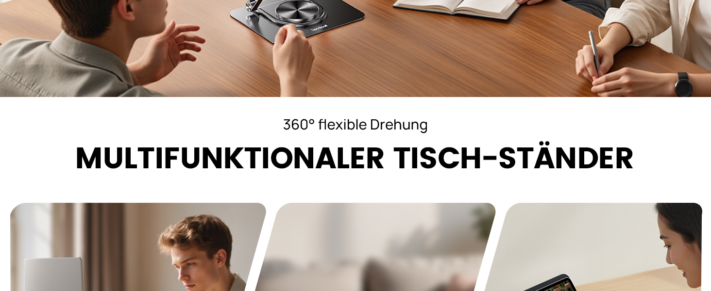 Підставка для ноутбука Lamicall, регульована - 360° обертання, складна, алюмінієва - для столу/офісу, універсальна ергономічна підставка для Macbook Pro Air, 10-17,3' (чорна)