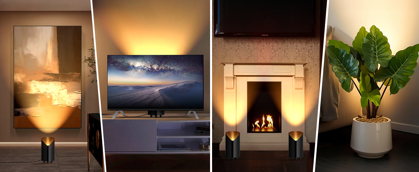 LED прожектор для підсвічування вгору 7W, чорний. Світлодіодний світильник на підставці з лампою GU10 500LM, тепле світло 3000K, з ножним вимикачем