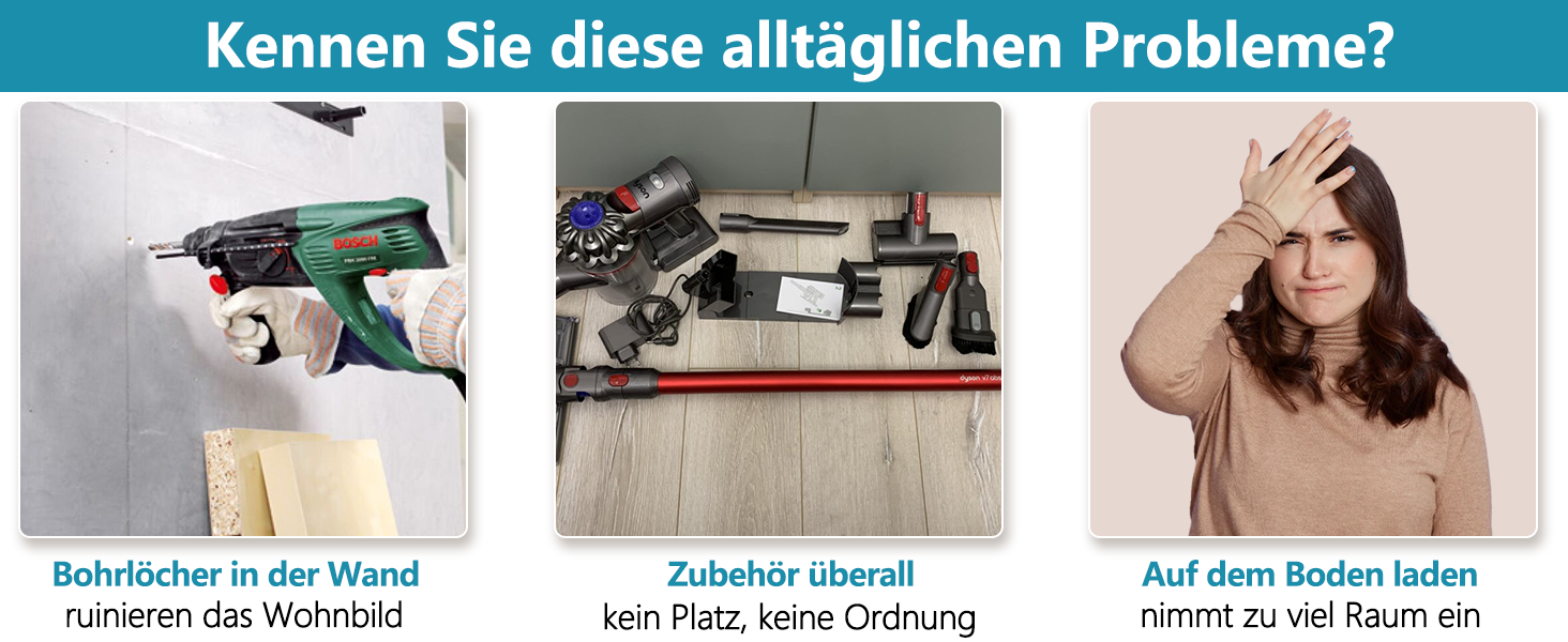 Стійка для пилососа Dyson Gen5 V15 V12 V11 V10 V8 V7 V6 – на підлогу, без свердління, 4 гаки, срібляста