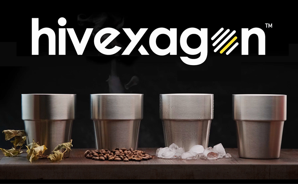 Набір з 4 термочашок Hivexagon 300 мл з нержавіючої сталі - для холодних напоїв, придатні для мийки в посудомийній машині HG515