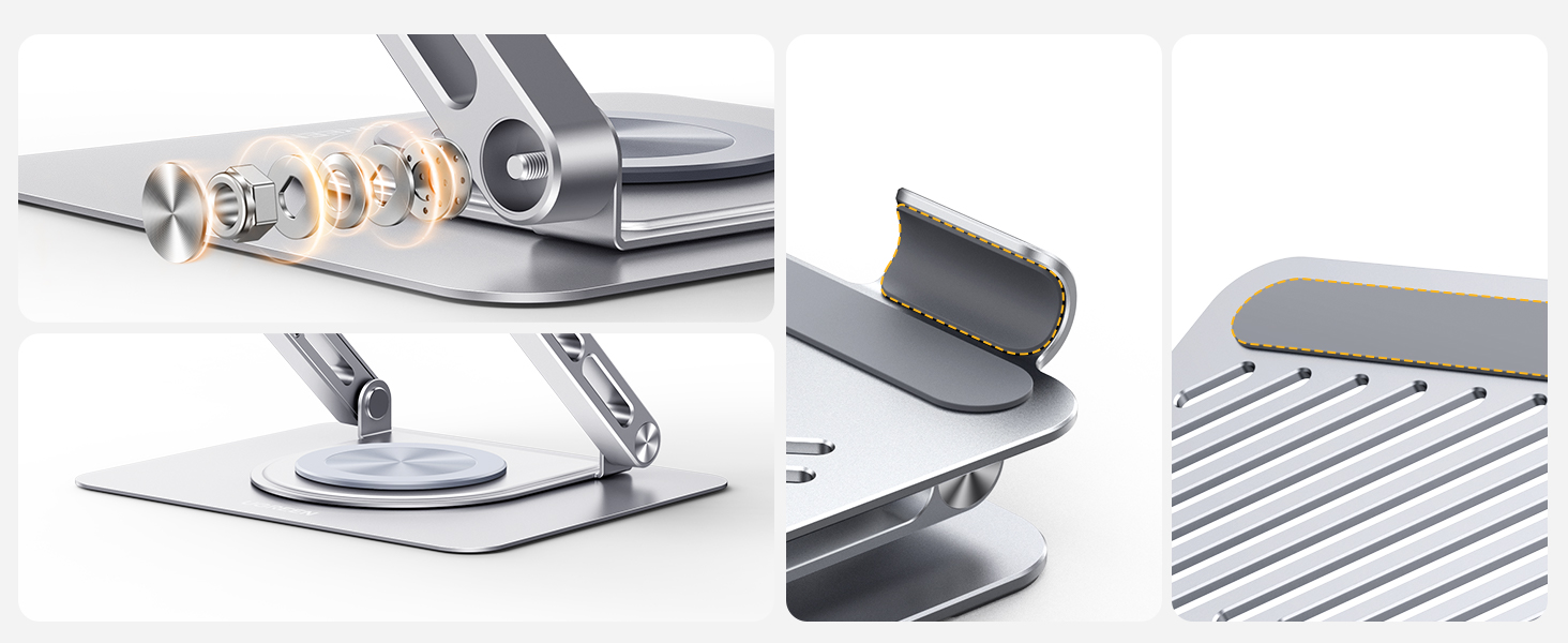 Підставка для ноутбука UGREEN 360° з регулюванням висоти, складна, сіра. Сумісна з MacBook, Air, Pro та ноутбуками 10-17.3