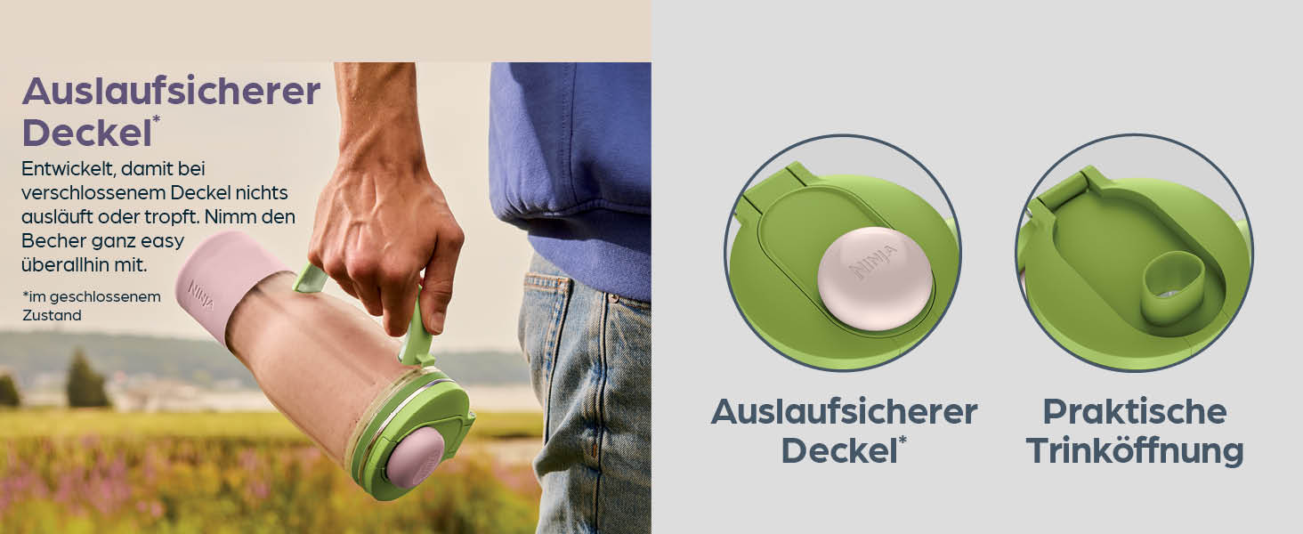 Блендер Ninja BlendBoss DB351EUBL з портативним стаканом: 3 автоматичні режими, блакитно-ягідний колір