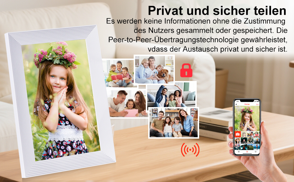 Цифровий фоторамка Frameo 15.6 дюймів, 32 GB, FHD IPS сенсорний екран, Wi-Fi, чорно-білий