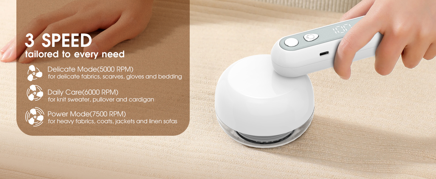 Електричний видальник ворсу 6-лезовий, перезаряджається, з індикатором заряду, для одягу, білий