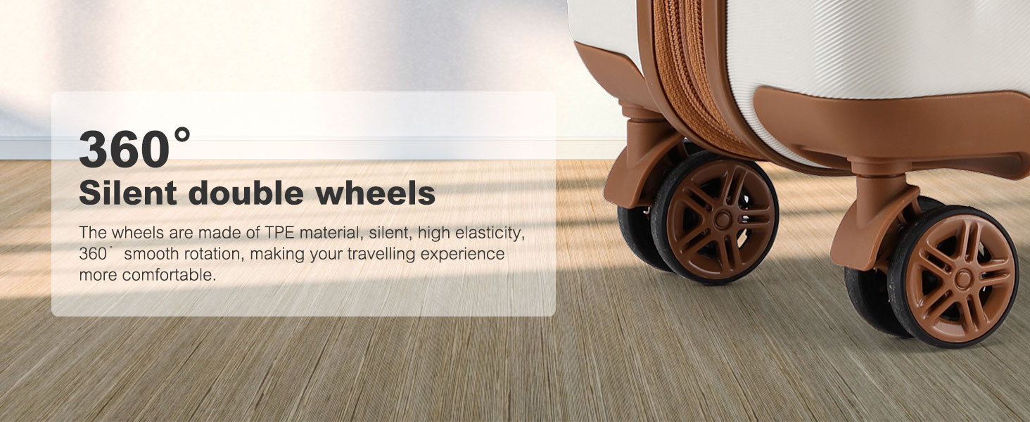 KONO Чемодан ручної поклажі на коліщатках, розширюваний, 55x39x20 см, з жорстким корпусом, 37 л, з TSA-замком, колір бежево-коричневий, розмір L (65 см)