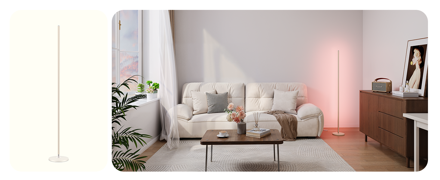 Govee RGBIC LED Торшер WiFi, Димування, Alexa/Matter, 16 млн кольорів, 85 режимів, Музичний режим, DIY, Чорний