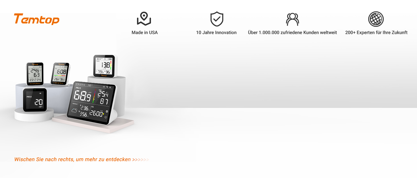 Temtop C10-2ND: Монітор CO2 з Bluetooth, вимірювання температури та вологості, з App, для дому та офісу