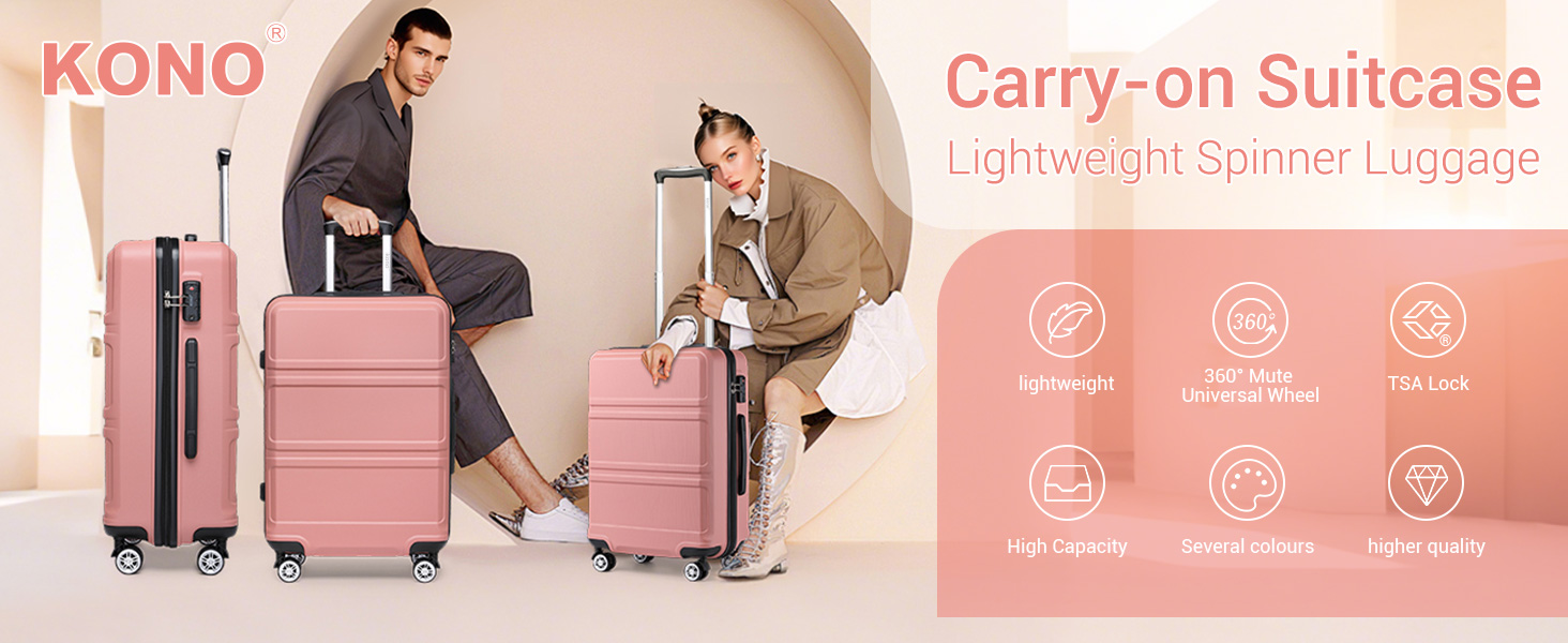 KONO Чемодан-Тролей Рожеве Золото (55 см)