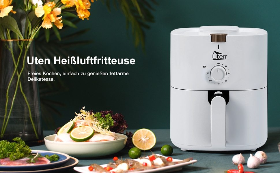 Аерофритюрниця Heißluftfritteuse 4L XL на 2-6 осіб, 1500Вт з функціями підігріву та підігріву, антипригарне покриття, біла