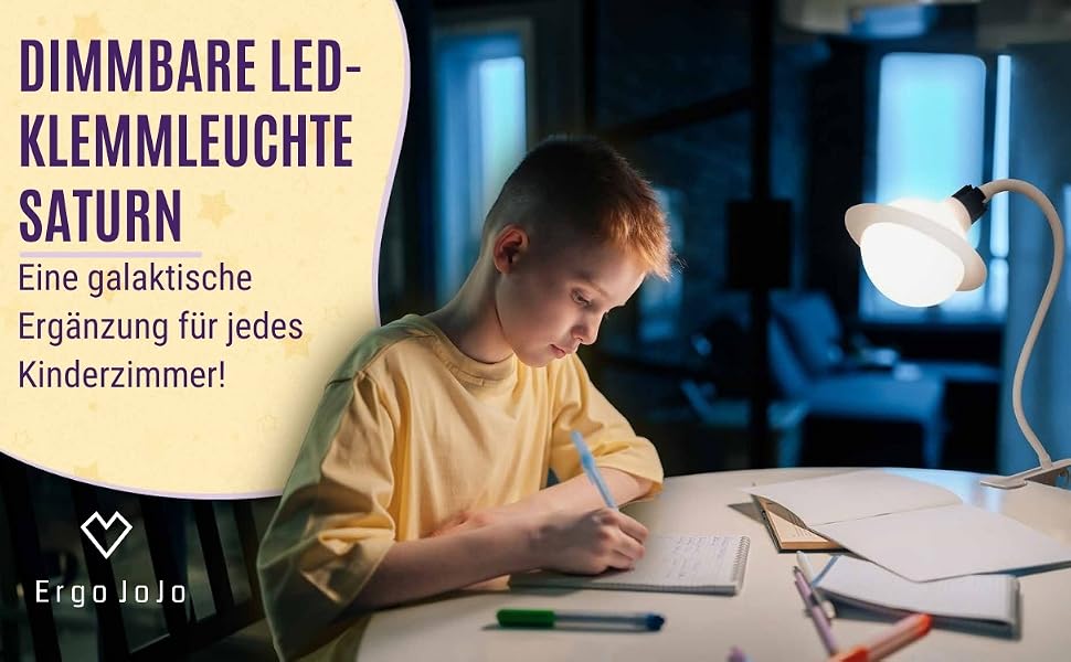 Дитячий нічник-лампа Сатурн LED з регулюванням яскравості та 7 кольорами, затискач для ліжка