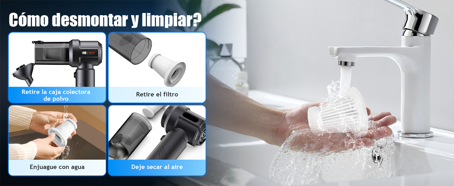 Акумуляторний ручний пилосос 4 в 1 для дому та авто, 25000Па, бездротовий портативний пилосос з автоматичним спорожненням контейнера, для шерсті тварин, сірий