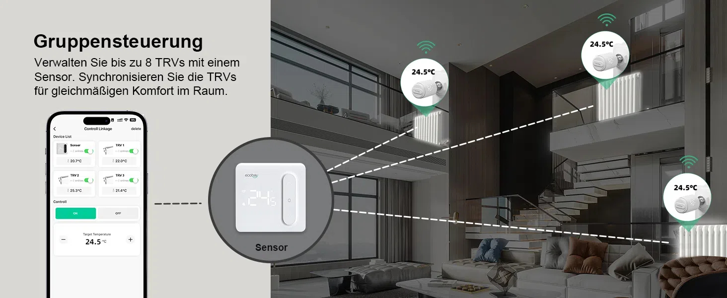 Smart термостат на радіатор 2 шт., Zigbee, бездротовий, з керуванням через Tuya APP та голосовими помічниками (Alexa, Google Assistant), енергозбереження (з датчиком температури Zigbee)