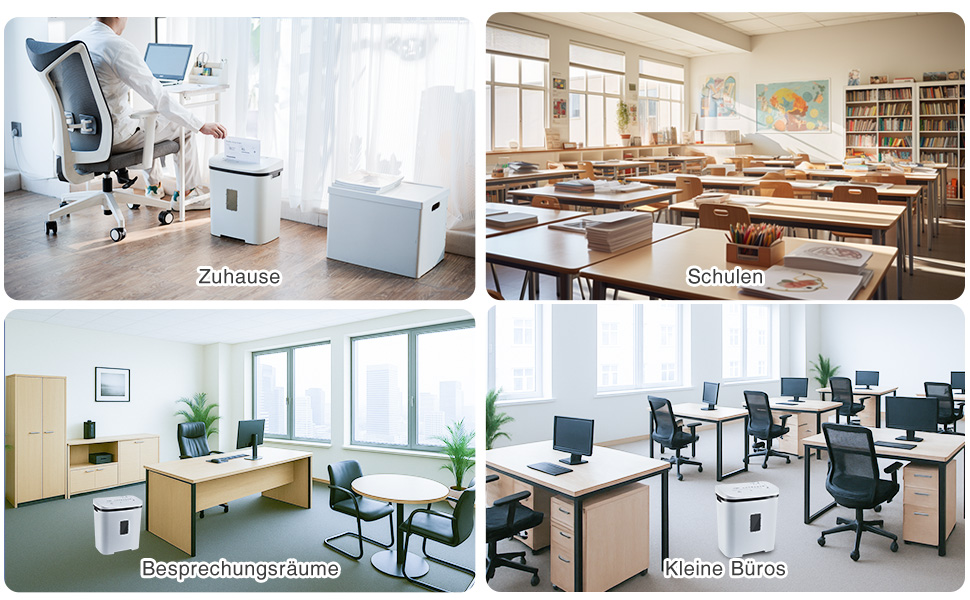 Шредер для паперу P4, 14 листів, 60 хв безперервної роботи, знищення кредитних карт та скріпок, 21л контейнер, тихий, для дому, офісу, шкіл, білий