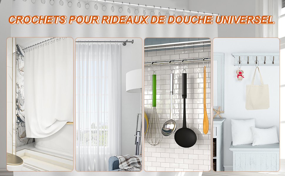 Набір з 24 металевих кріплень для душу (кріплення для штори) LIHAO, 69x39 мм, срібний колір