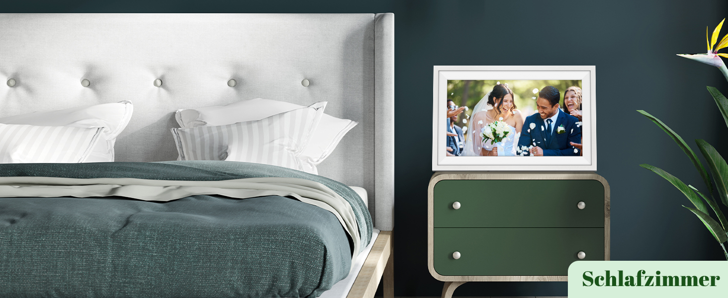 Цифровий фоторамка Eptusmey з Wi-Fi, 10.1 дюймів, корпус з дуба, 32GB, HD IPS сенсорний екран 1280x800, відтворення фото/відео через Uhale APP, подарунок для чоловіків та жінок, колір: білий дуб