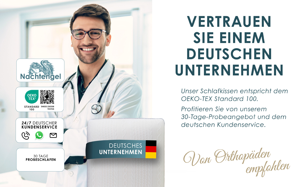 Ортопедична подушка з піною з пам'яті Memory Foam для здорового сну, проти болю в шиї, для всіх типів сну (на спині, животі та боці), біла, 14 см висотою, 1 шт.