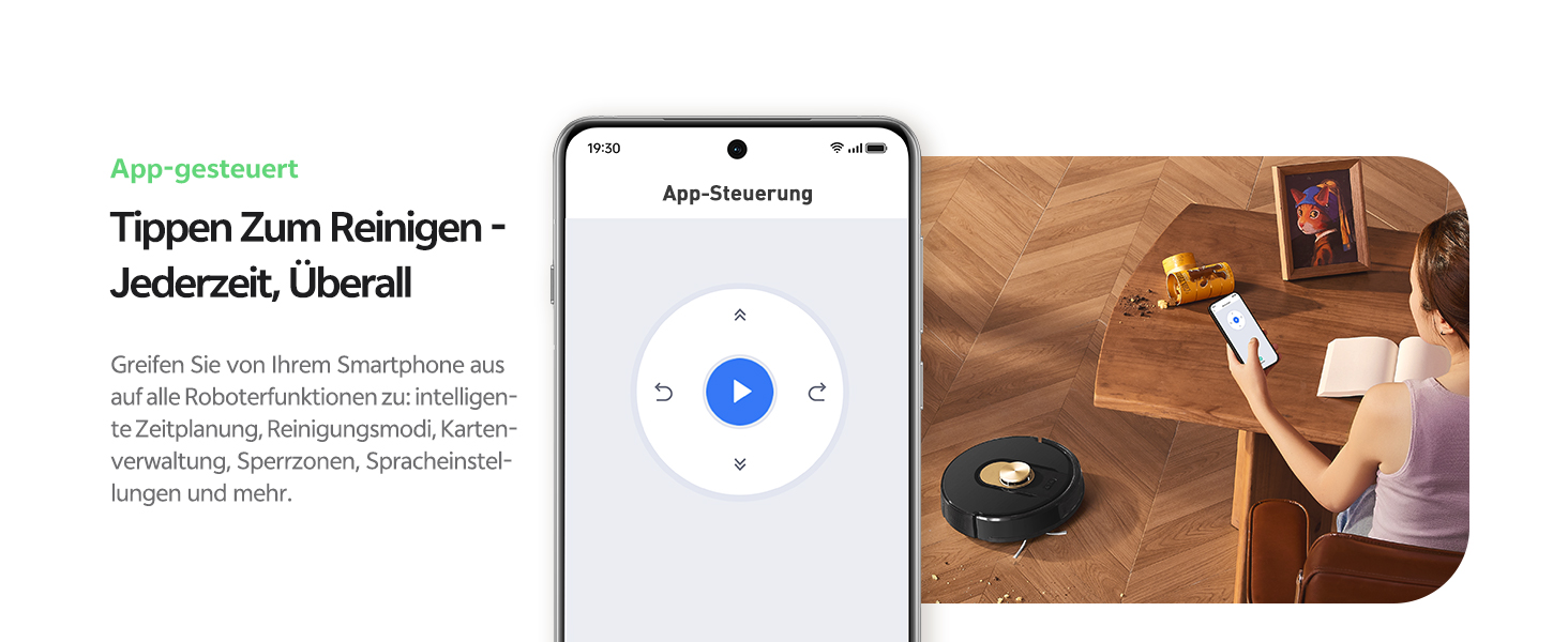 Робот-пилосос Vexilar W9 з функцією миття підлоги, 5000Pa, LiDAR навігація, тихий (50 dB), 150 хв роботи, 15 зон заборони, 5 карт, керування через додаток, пультом та голосовим асистентом