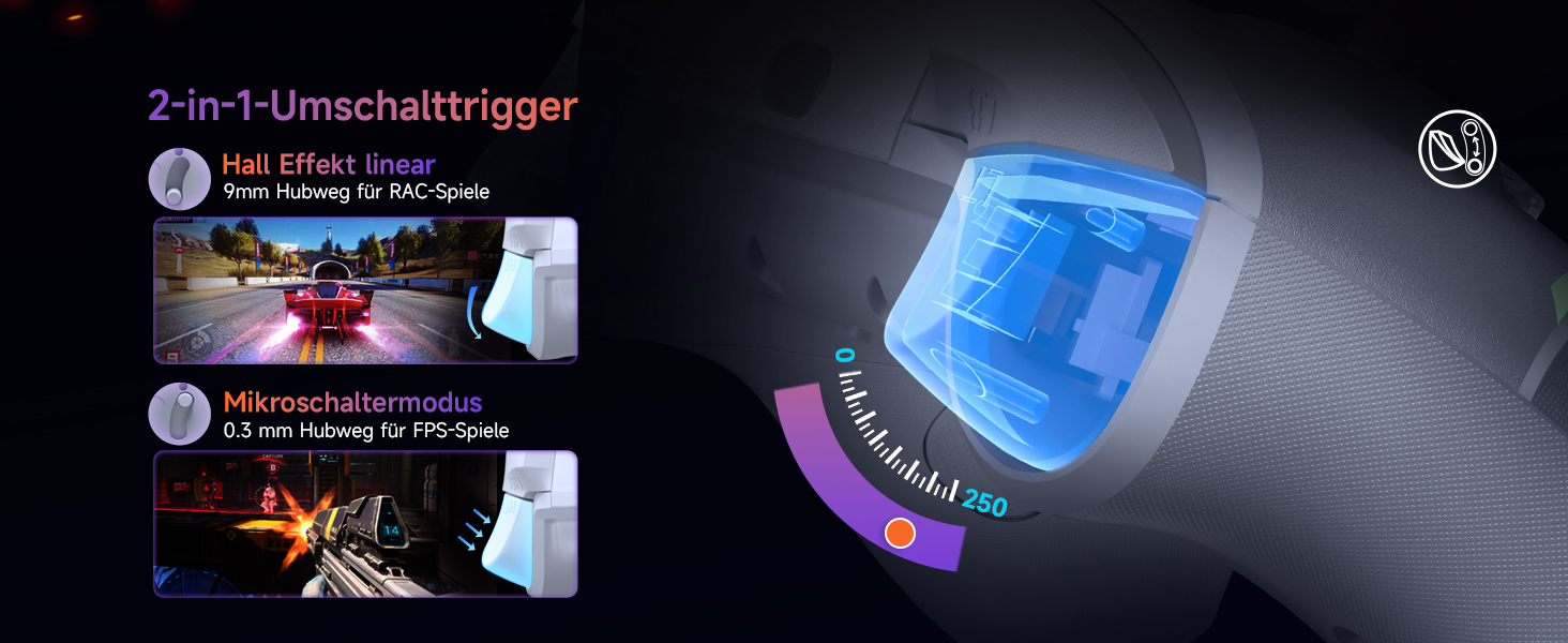 Бездротовий контролер EasySMX X20 з RGB підсвічуванням для PC, Switch, Android. 2 в 1 тригери, знімний джойстик, механічні кнопки, 6-осьовий гіроскоп, білий