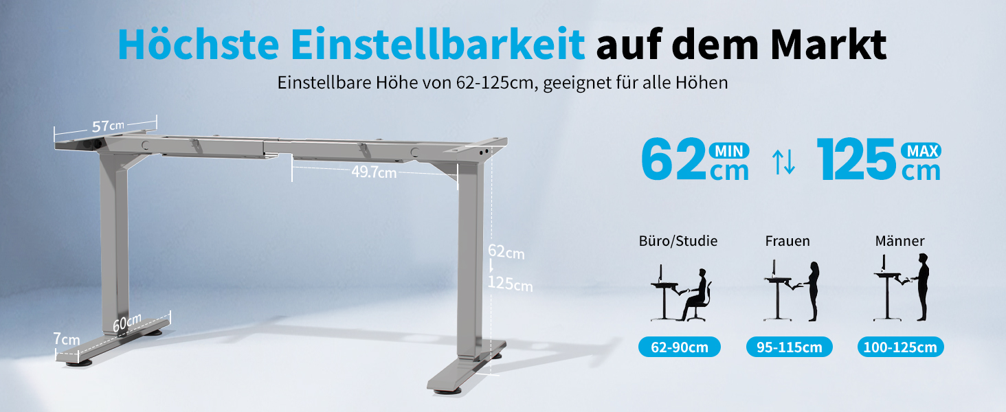 Електричний регульований стіл MAIDeSITe T2 Pro Plus сірий: 2 мотори, 4 пам'яті, нагадування про зміну положення