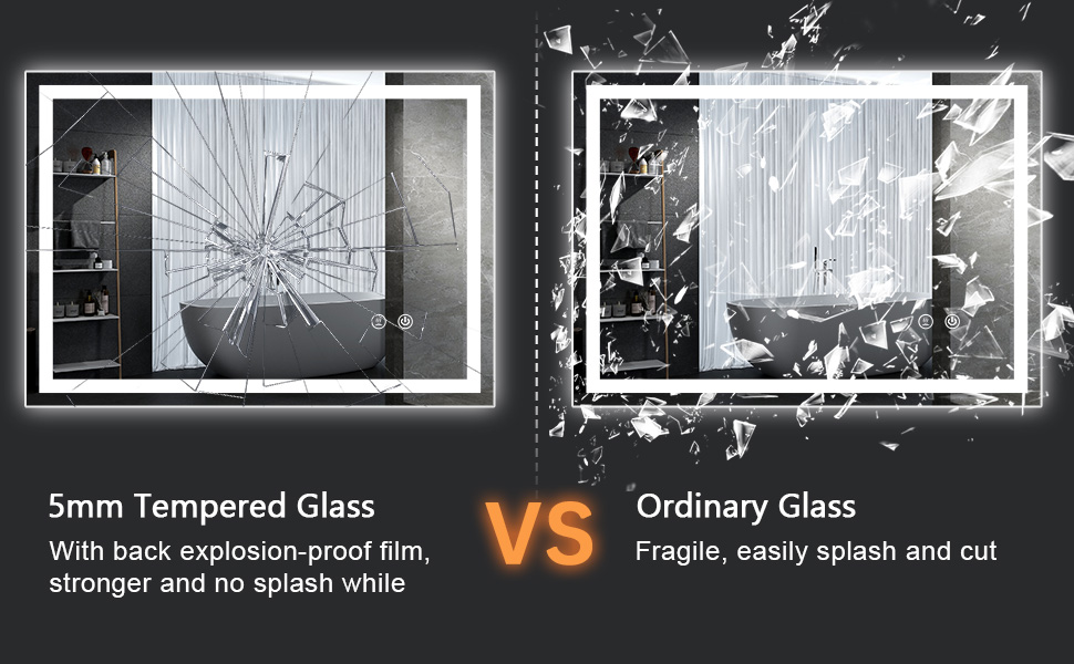 Дзеркало для ванної кімнати Youyijia з підсвічуванням, 70x50 см, антизапарник, сенсорний вимикач, 3 кольори світла, регулювання яскравості