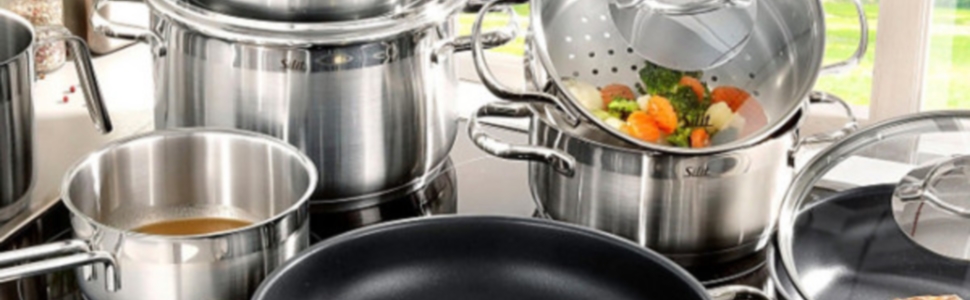 Набір каструль Silit Toskana Induktion 4 шт. з нержавіючої сталі, з кришкою з термостійкого скла, антипригарне покриття відсутнє