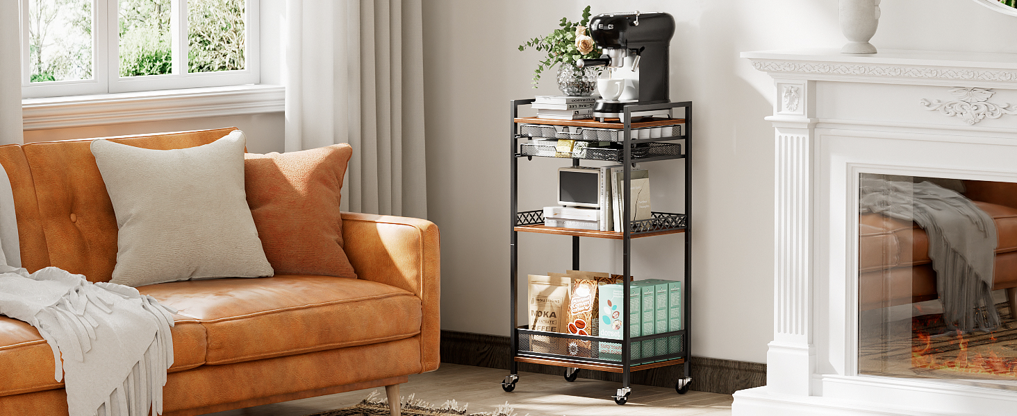 Підставка для капсул Nespresso та Keuring з 5 ярусами, з висувними ящиками та колесами. Організатор для капсул кави та аксесуарів на кухню