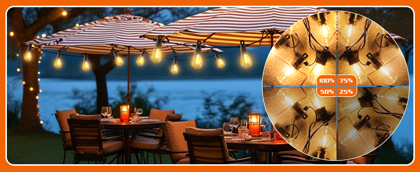 LED гірлянда для зовнішнього використання 30м з пультом, S14, 100FT, IP65, 30+2 лампочки, тепле світло 2700K, для саду, тераси, балкону, двору