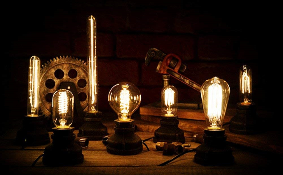 Настільна лампа XIHOME Vintage Steampunk, іржава, розетка E26, LED Edison, висота 3,5 дюйма