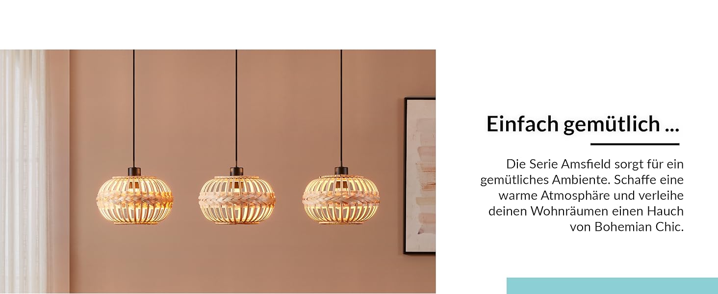 Торшер EGLO Amsfield 1: Стильна металева лампа з бамбуком для вітальні та спальні, E27