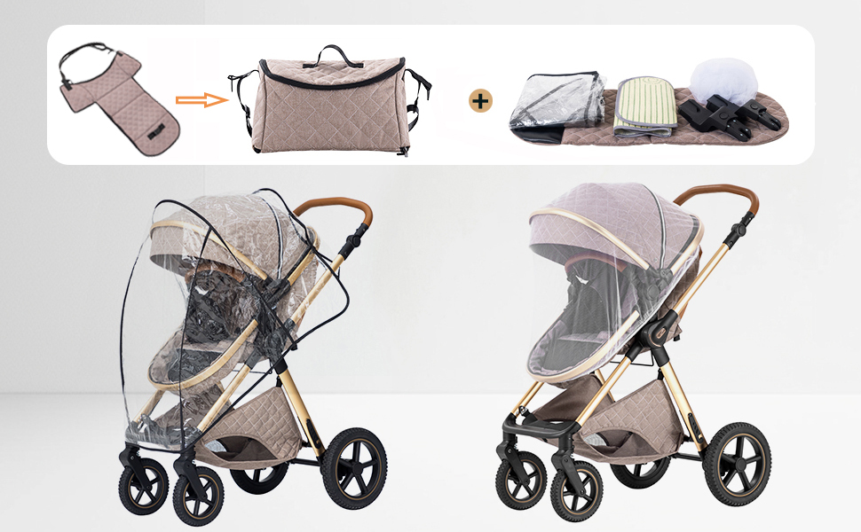 Дитяча коляска BEBBY 3-в-1: комбінована, бугі, туристична, для новонароджених, складна, біла Rice