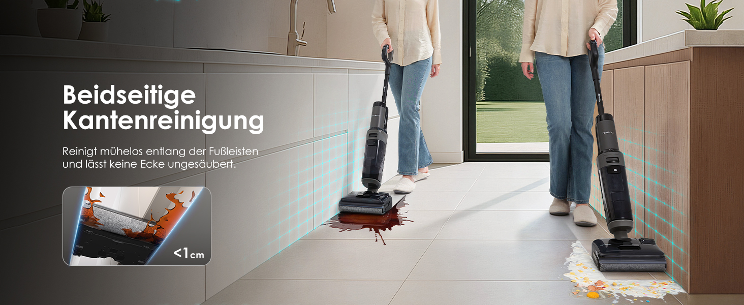 Tineco Floor ONE i6 Stretch: Акумуляторний миючий пилосос 2-в-1 з гарячим повітрям для сухого та вологого прибирання, 20 кПа, для шерсті тварин