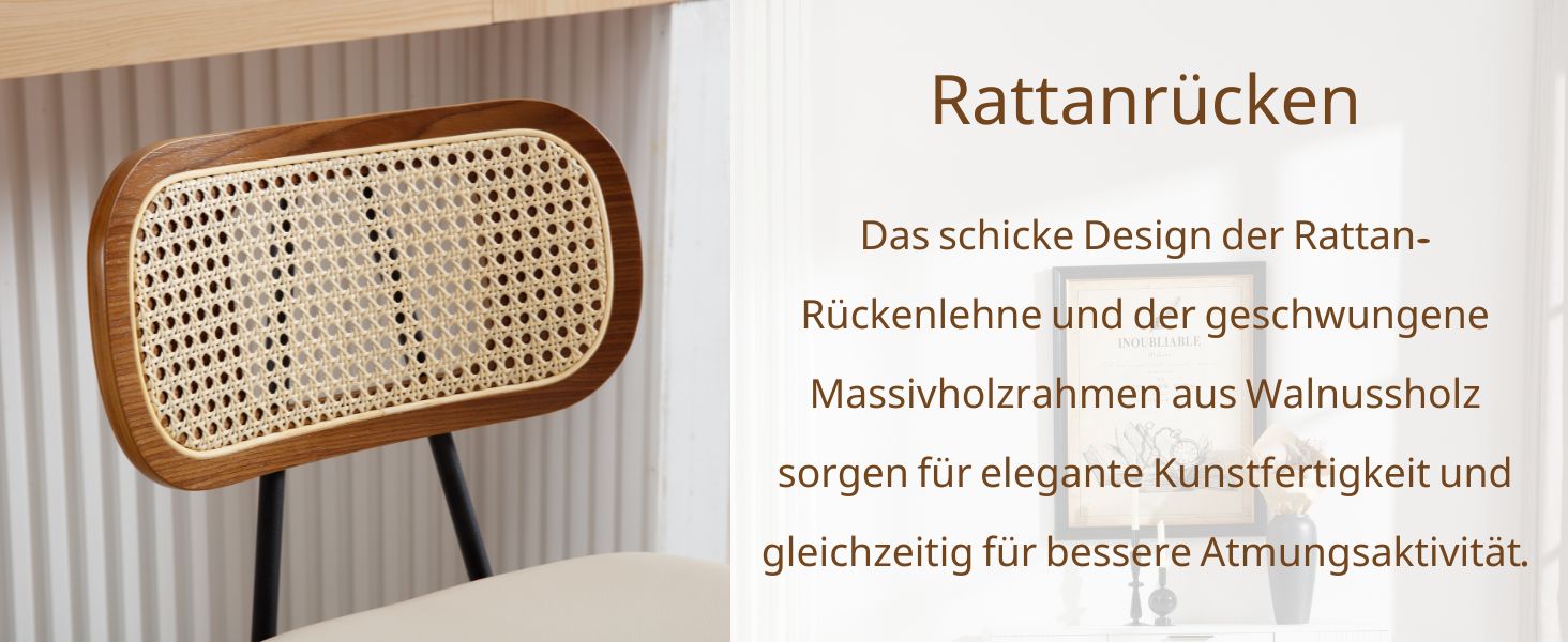 Набір барних стільців Wahson Rattan Кухонний стілець зі спинкою, дерев'яні ніжки, штучна шкіра, бежевий, набір з 2 шт.