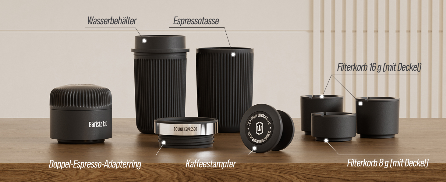 WACACO Nanopresso Barista Kit: аксесуари для портативної кавомашини, подвійний еспресо, Lungo